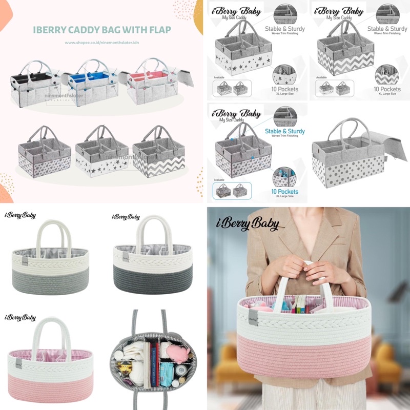 iBerry My Size Multipurpose Caddy Bag dengan Tutup Diaper Tas Stroller Organizer Baby Perlengkapan Anak Bayi Storage with Flap Closure