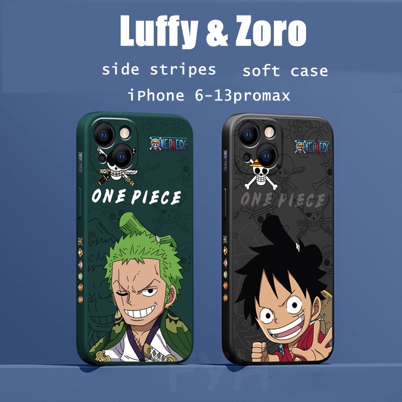 cartoon one piece case iphone 11 pro max 13 12 pro max cute case XR Xs max 7 8 plus se2020 square pattern soft shell shockproof case