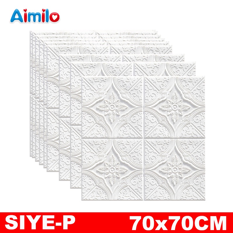 (Aimilo) Wallpaper Dinding 3D Foam Motif Batu Bata Walpaper 3D Foam Murah High Quality-SIYE-P