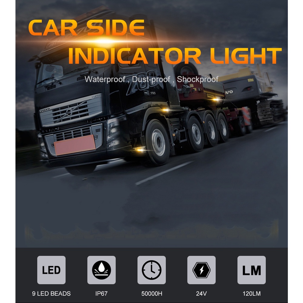 Lampu LED 9smd 12v 24v Oval Untuk Indikator Sein Truktrailercaravan