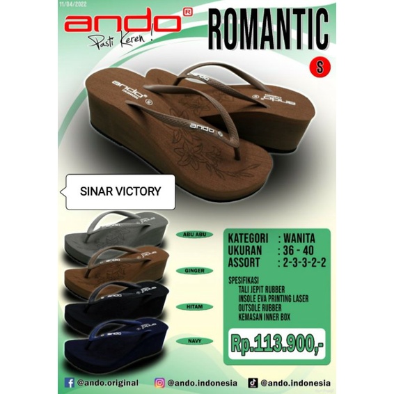 ANDO SANDAL WEDGES WANITA MODEL TERBARU 2022 SIZE 36-40