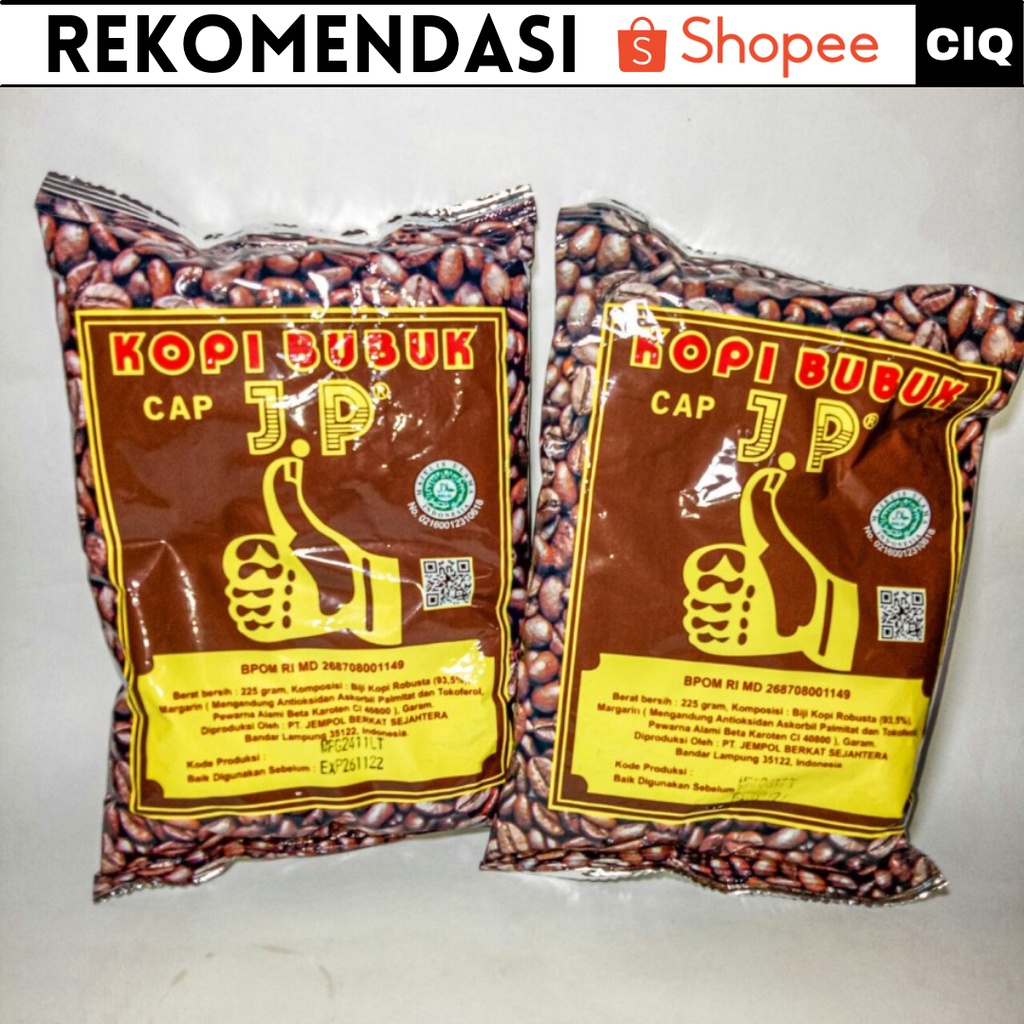 Kopi Jempol Asli Kopi Jempol Cap JP Lampung Kemasan 225gr - Kopi Bubuk Asli / Kopi Lampung Asli