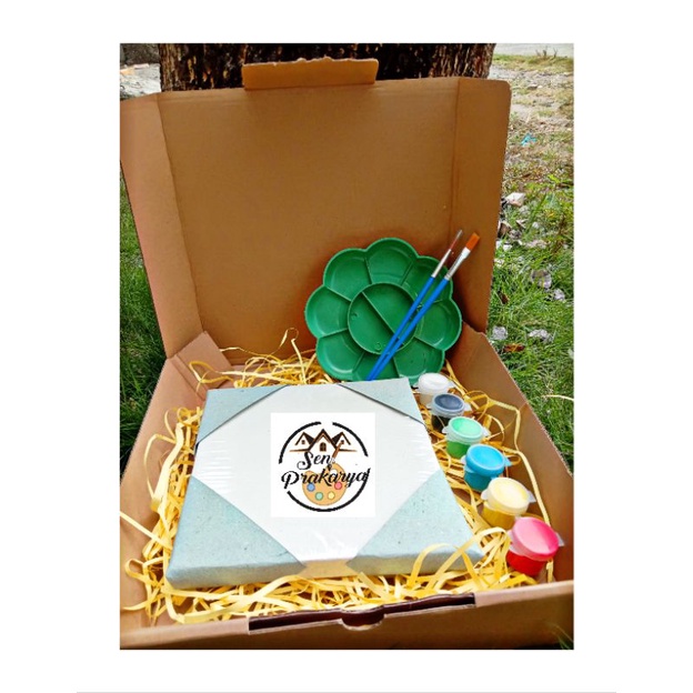

painting kit, paket lukis kanvas ukuran 15*15 cm