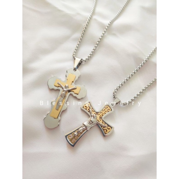 Kalung Salib Yesus Titanium High Quality Fashion