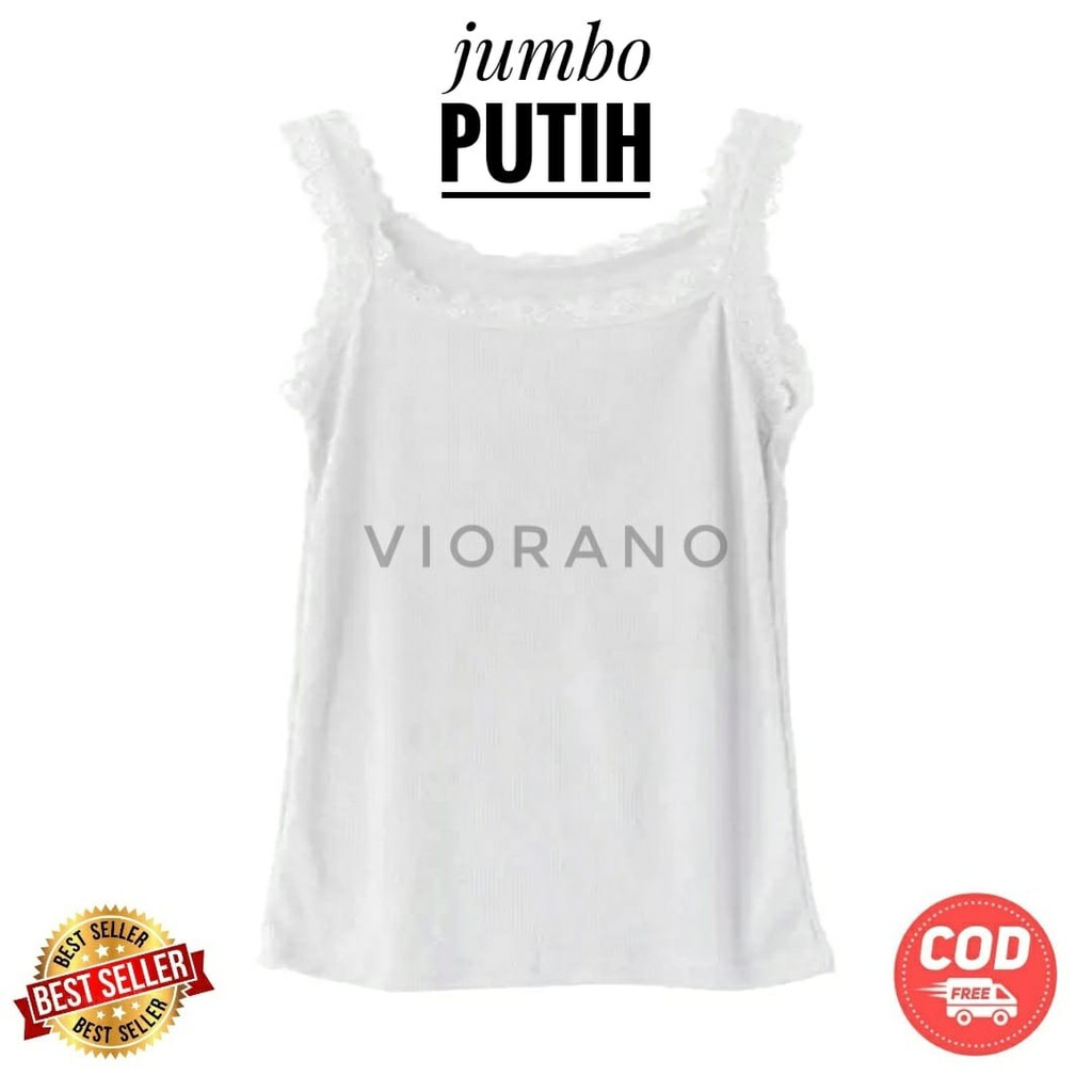 Tanktop Renda Wanita Jumbo Viorano / Camisol Tangtop Singlet Cewek Renda Jumbo Super Soft Fit XXL