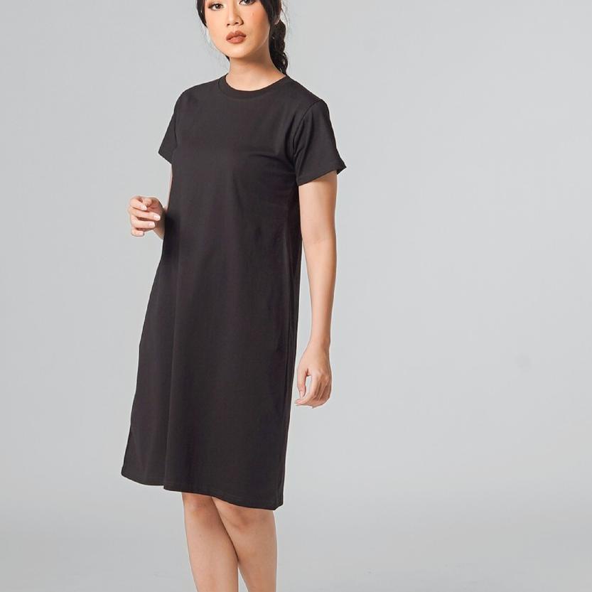 ✬ LEMONE Combed Spandek Dress Kaos Polos Lengan Pendek Baju Wanita ✰