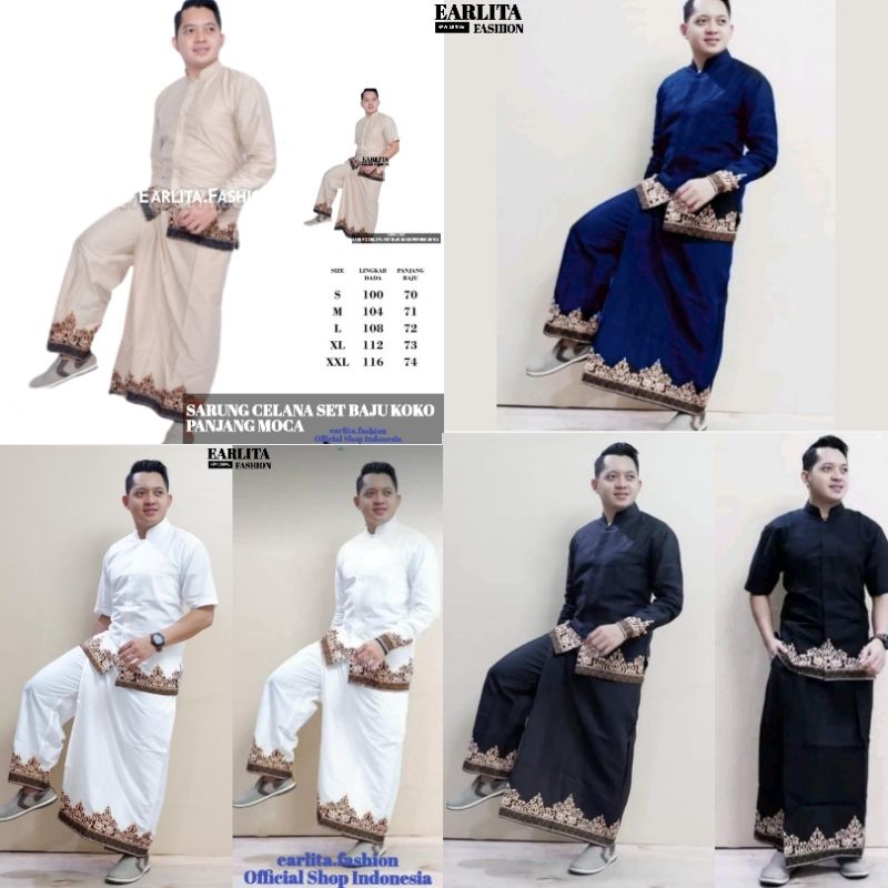 BAJU KOKO DEWASA SETELAN SARUNG CELANA KEMEJA BATIK PRIA KOKO HITAM LENGAN PANJANG DAN PENDEK KUALITAS PREMIUM . 1 Set Baju dan Sarung Celana Batik Model Terlaris 2021.Sarung setelan Baju Koko Pria Dewasa Jumbo