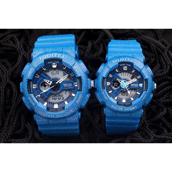Jual Jam Tangan Couple Original Digitec DG-2114 & DG-2115 Blue Denim Milenial