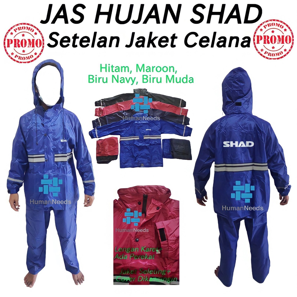 Jas Hujan SHAD Mirip Axio Setelan Baju Celana 2lapis/Mantel Mantol Ujan Raincoat Stelan Dewasa Cewek Cowok