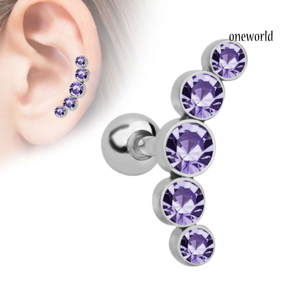 OW@ 1Pc Women Rhinestone Cartilage Helix Tragus Ear Stud Earring Piercing Jewelry