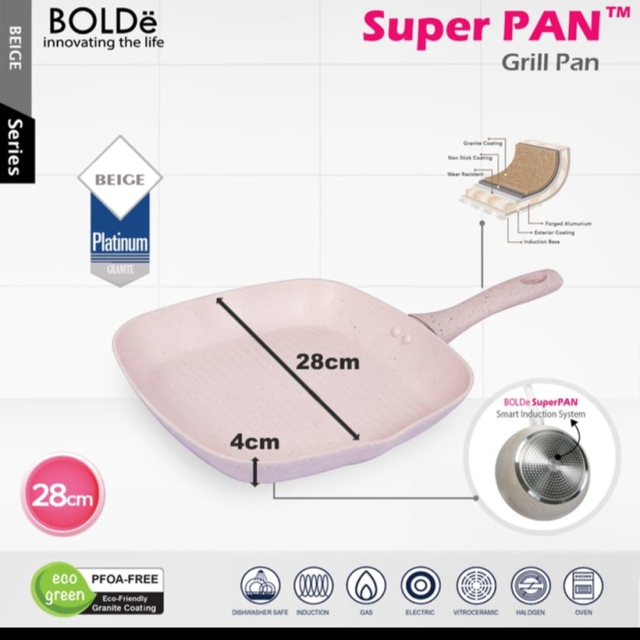 BOLDE Super Pan Grill Pan 28cm BEIGE/BOLDE Grill Pan 28cm 100% ORIGINAL