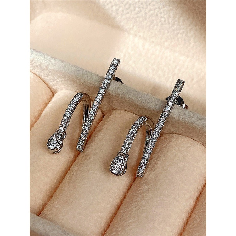 Anting Stud Bentuk Geometris Bahan Cubic Zirconia Untuk Wanita