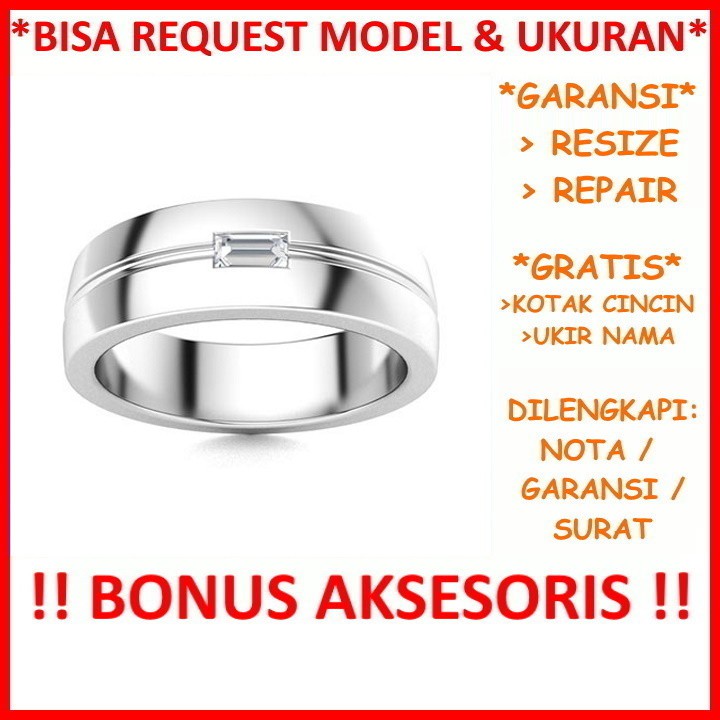 Garansi Paladium Asli Bisa Pesan Model Gratis Ukir Nama Cincin Kawin Palladium Pria Poladium ID389