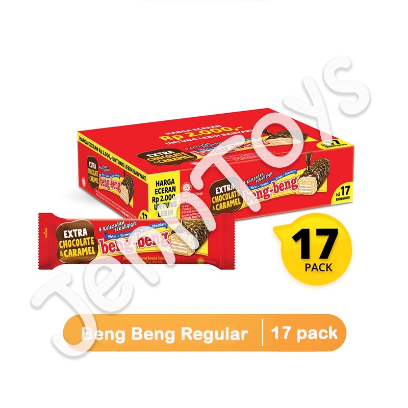 JennToys - Makanan snack wafer coklat MAYORA Beng Beng Extra Chocolate &amp; Caramel Crispy Wafer