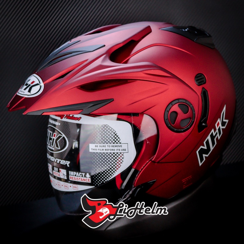 HELM NHK AVIATOR ROYAL RED DOFF | HALF FACE HELMET SNI | DOUBLE VISOR
