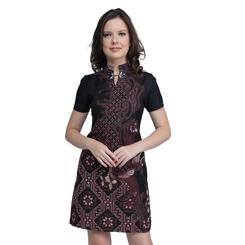 Dress Batik Wanita Rianty Arla| Dress Pesta Batik Eksklusive Dobby Rianty