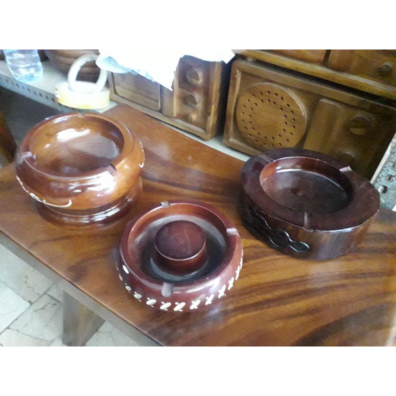 asbak ukir kayu jati