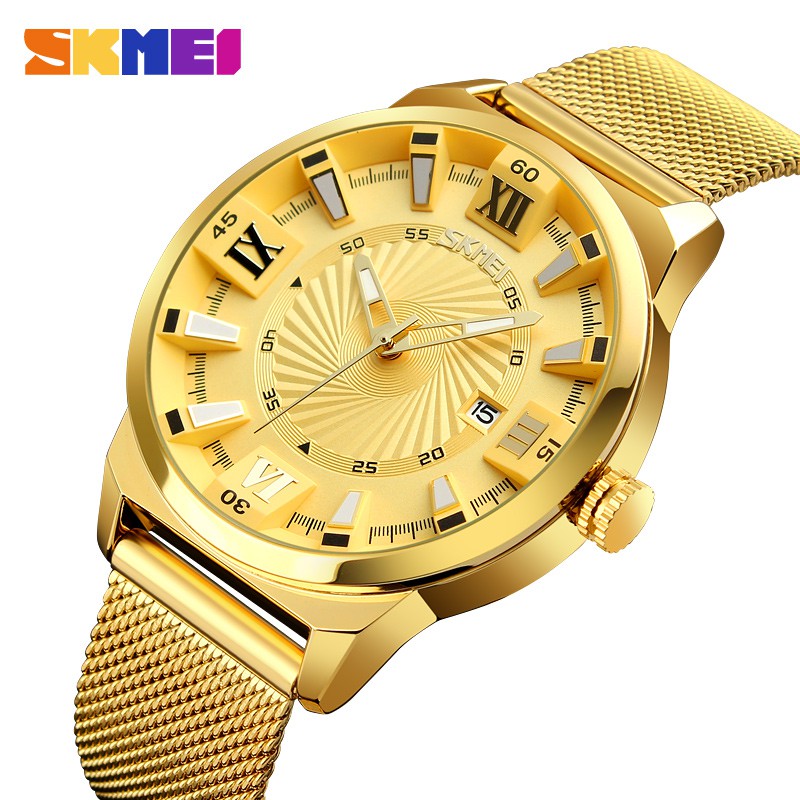 SKMEI 9166 Jam Tangan Pria Analog Tali Stainless WATCHKITE WKOS