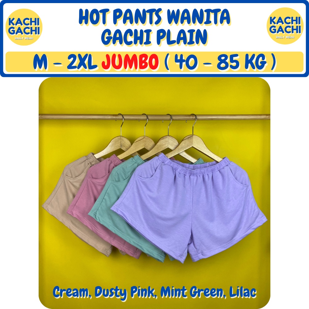 Hot Pants Wanita Jumbo / Celana Santai Wanita / Celana Kolor Wanita / Short Pants Wanita Big Size - Gachi Plain