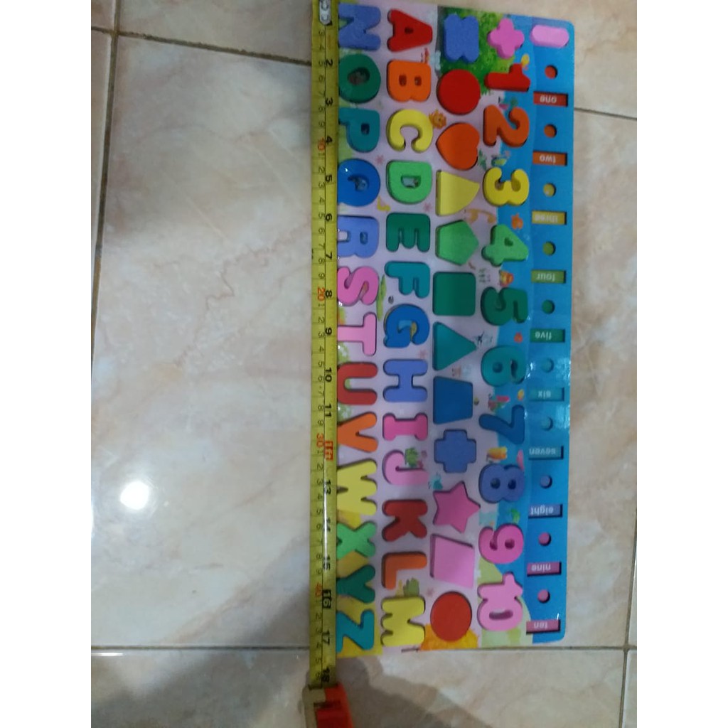 MAINAN PUZZLE EDUKASI MONTESSORI HURUF ANGKA COMPLETE IMPORT + PANCINGAN MAGNET IKAN