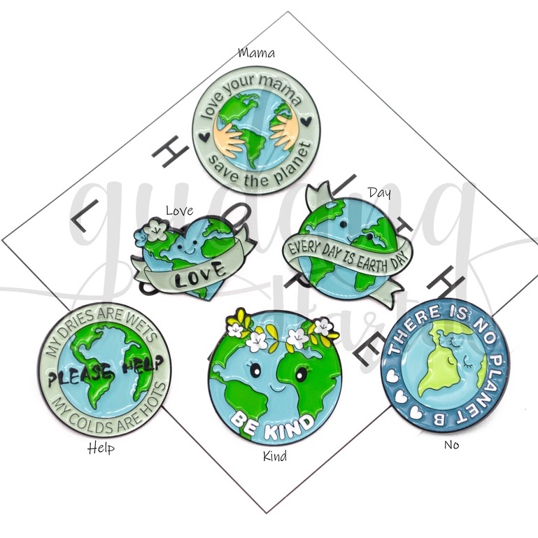 Pin Love Mama Earth Pin Bros Tas Motif Day Help Kind Green GH 208821