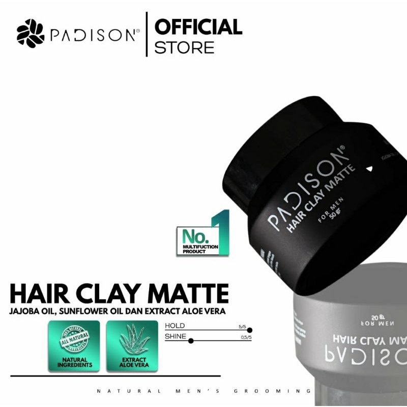 PADISON-Hair Clay Matte 50gr (Jojoba Oil, Sunflower Oil, Extract Aloe Vera)