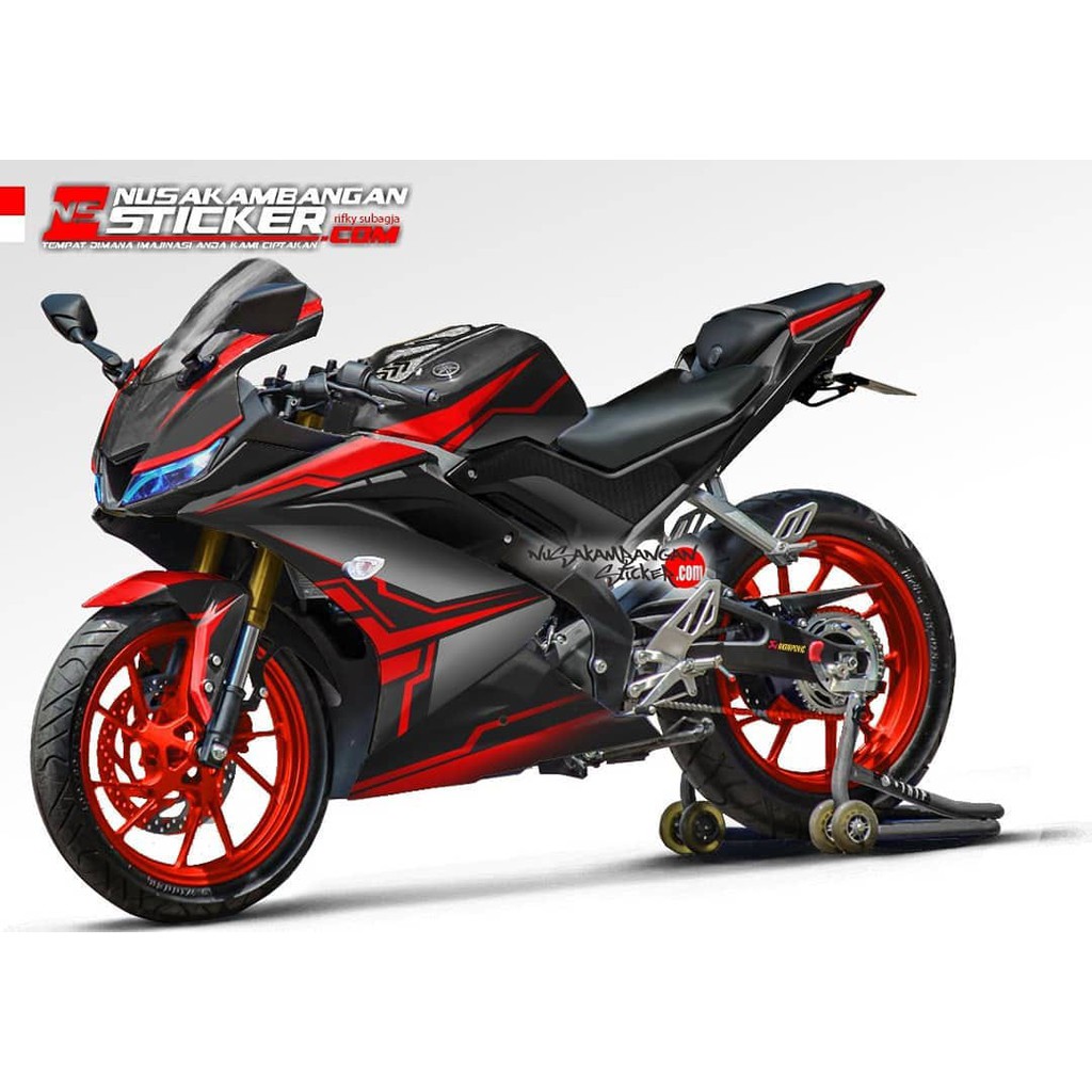 Decal Stiker R15 V3 Hitam Grafis Merah
