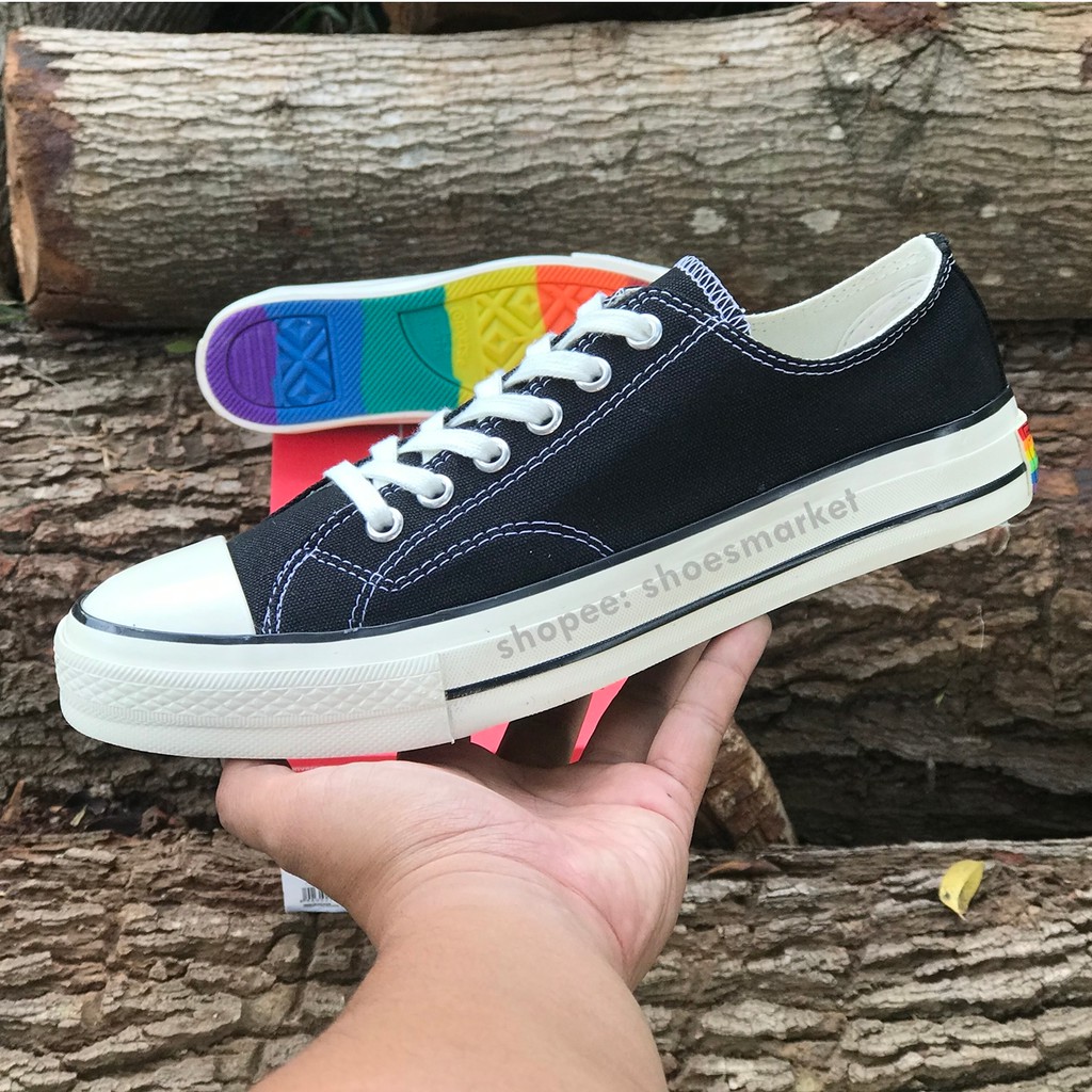 SEPATU CONVERSE 70S LOW X RAINBOW BLACK WHITE ALL STAR CHUCK TAYLOR