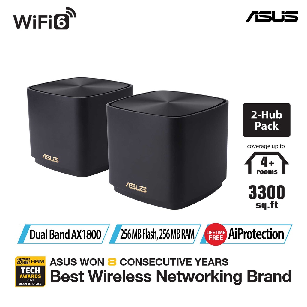 ASUS ZenWiFi AX Mini XD4 (2 Pack) AX1800 Whole Home Mesh WiFi 6 System