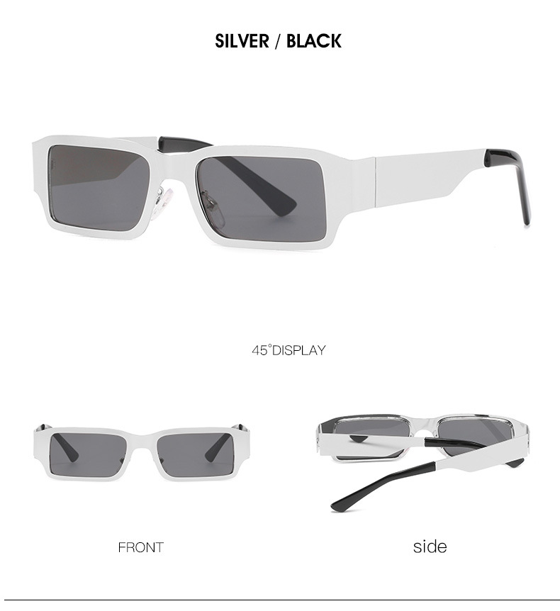 Fashion European and American ins trend metal retro street photography rectangular men and women sunglasses