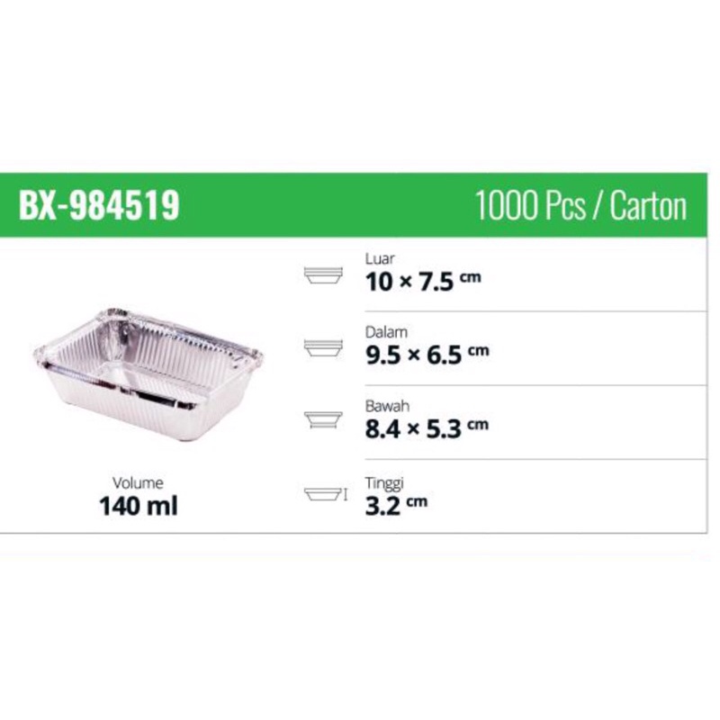 Alumunium Foil Cup BX 984519 dan Tutup Mika (isi 10 pcs) Aluminium Tray Bx-984519