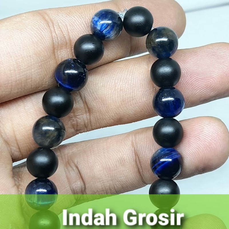 Gelang Tangan Pria Wanita Keren Batu Akik Natural Tiger Eye