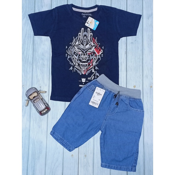 STJR - PREMIUM SETELAN BAJU KAOS ANAK MOTIF KARAKTER DAN JEANS PENDEK 1-10 TAHUN PART 1-megatron