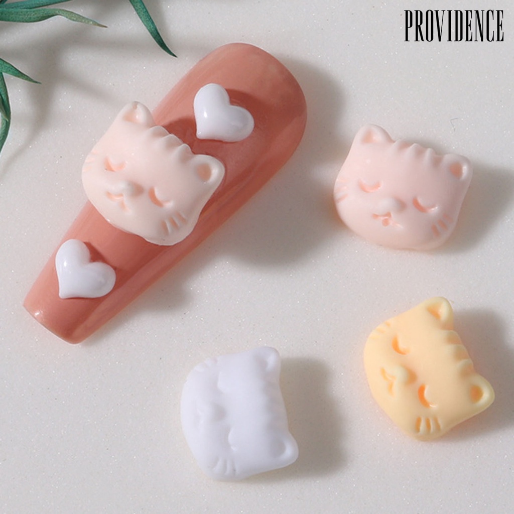 Providence 30pcs / Set Hiasan Kuku 3d Motif Kepala Kucing Aksen Berlian Warna-Warni Untuk Aksesoris Wanita