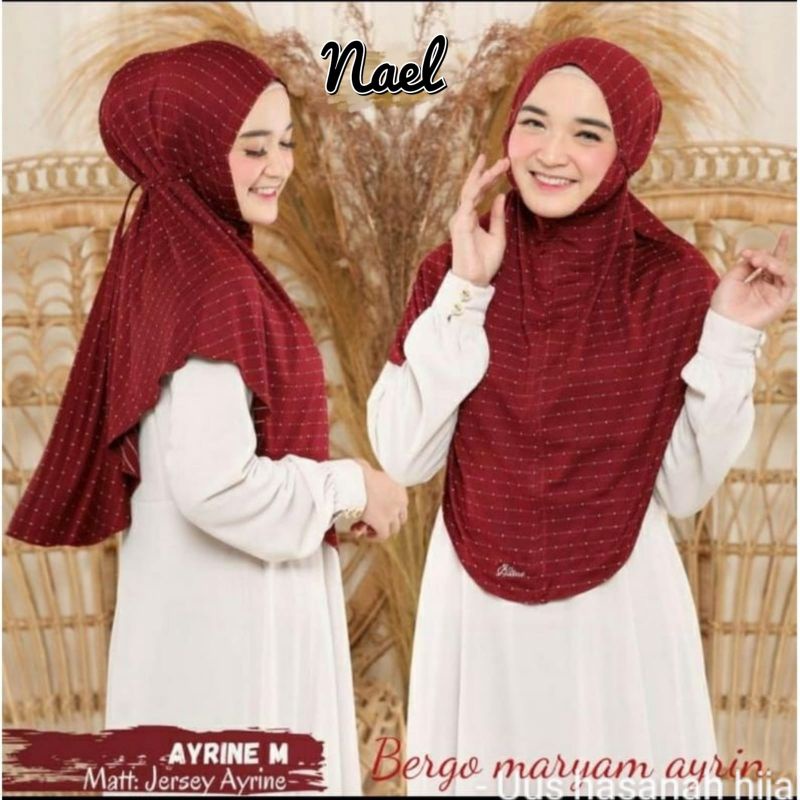 (Ori Alline) BERGO MARYAM AYRINE/SIRIA STANDAR•jilbab instan jersey ayrine•bergo instan tali jersey