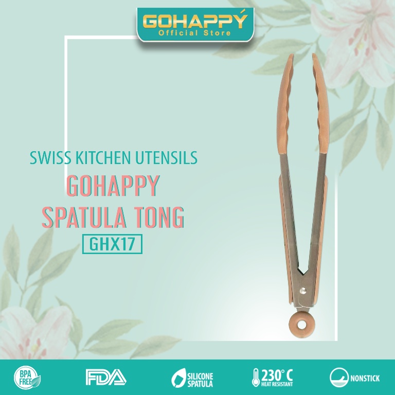 GOHAPPY FOOD TONG SILIKON BESAR Super Utensils Pencapit GHX17 Capitan - Spatula Penjepit Makanan Silicone tidak menggores panci