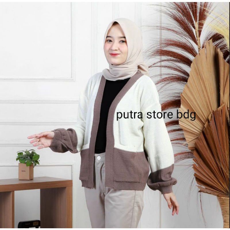 CLARA COMBO CARDIGAN RAJUT WANITA RAJUT TEBAL PREMIUM