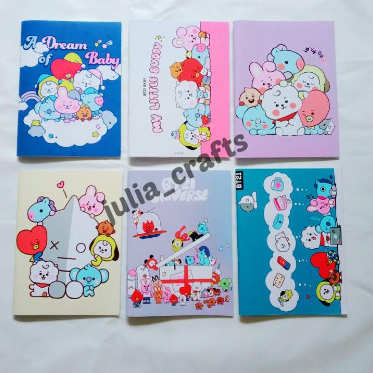 

Big Sale.. Buku Tulis / Buku Sekolah BT21 BTS K-Pop Bebas Custom (6 pcs)