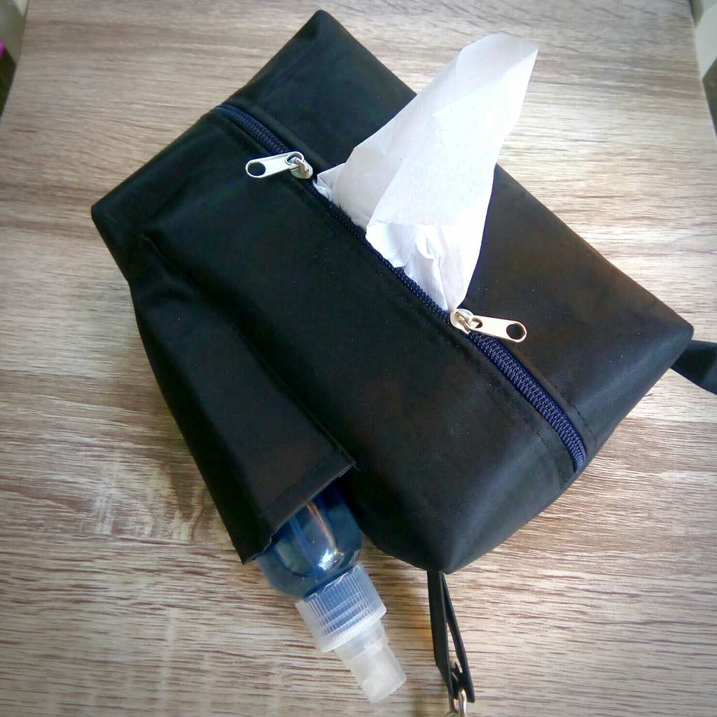 tas tisu Pouch tissue travel kit 4 in 1 new normal bukan 3 in 1 hitam polos