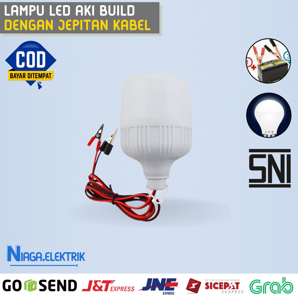 Lampu LED Aki ACCU  build 5 W , 10 Watt, 15 Wat, 20 w Cahaya Terang hemat  pakai kabel panjang denga