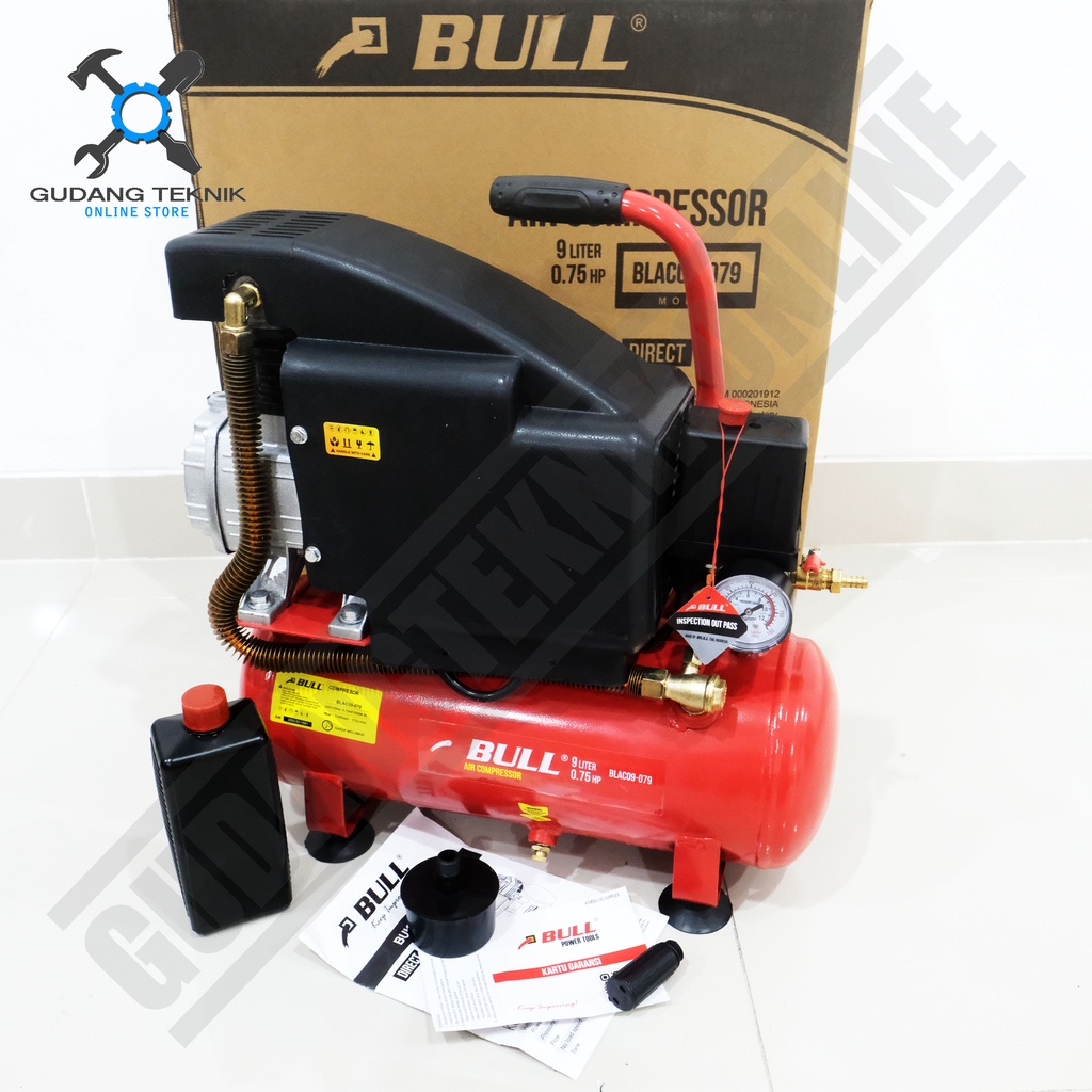 Kompresor Angin 9L BULL BLAC09-079 3/4HP LISTRIK / Portable Air Compressor BLAC 09 079 BULL