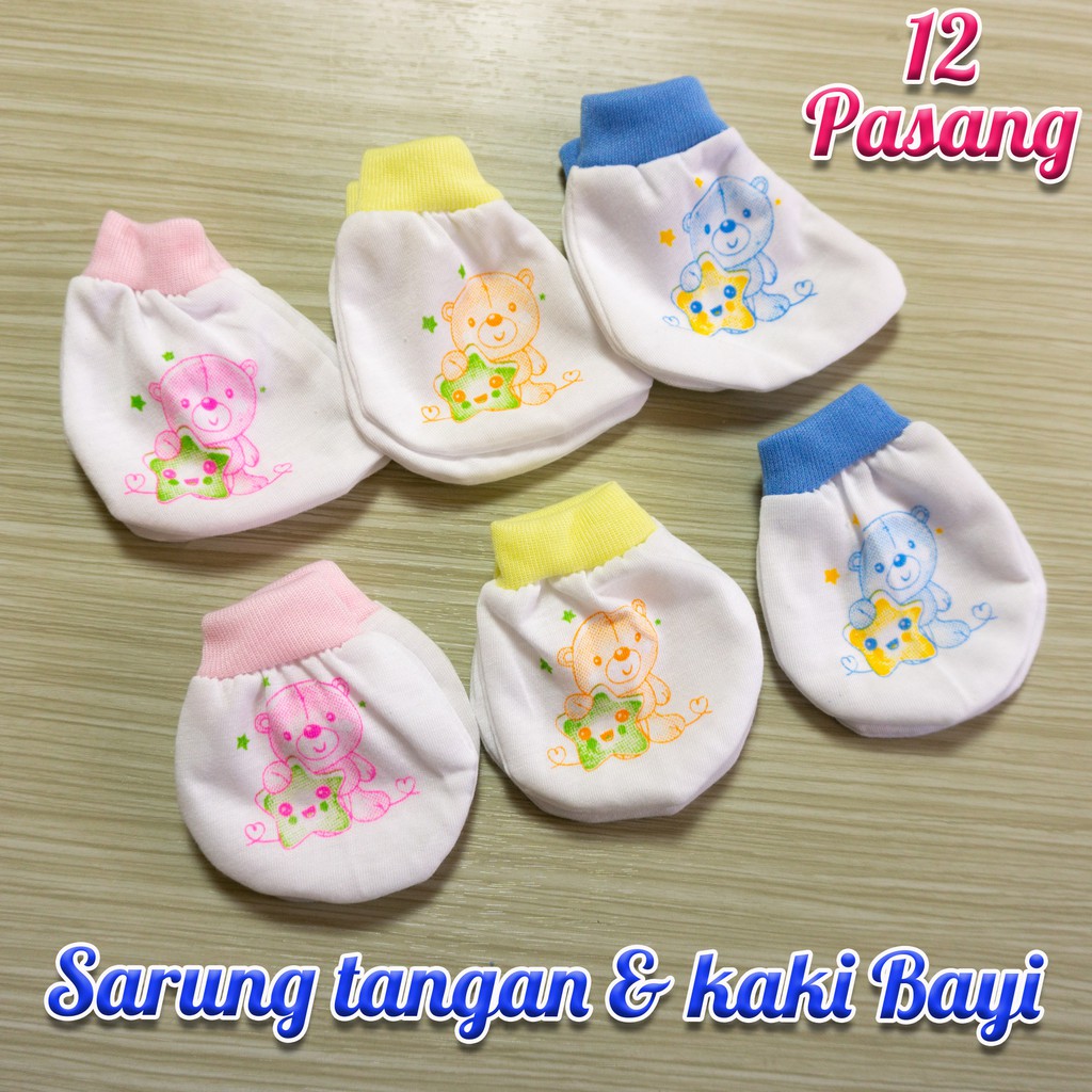 12Pasang Sarung tangan kaki Bayi ( 1 Lusin STK )