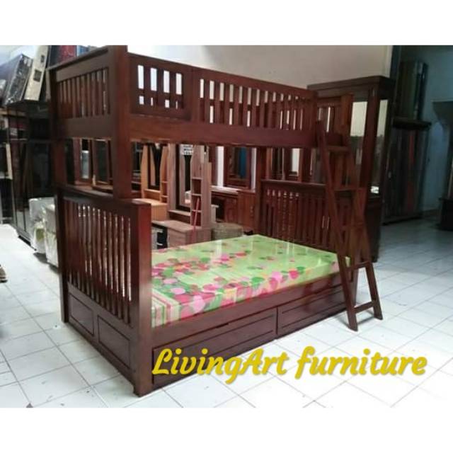Dipan jati || ranjang tidur tingkat kayu jati