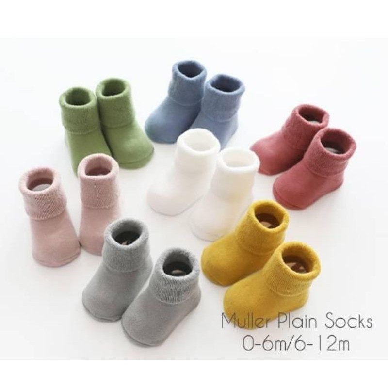 Kaos Kaki Baby Polos Muller Plain Baby Socks 0 6 12 Bulan