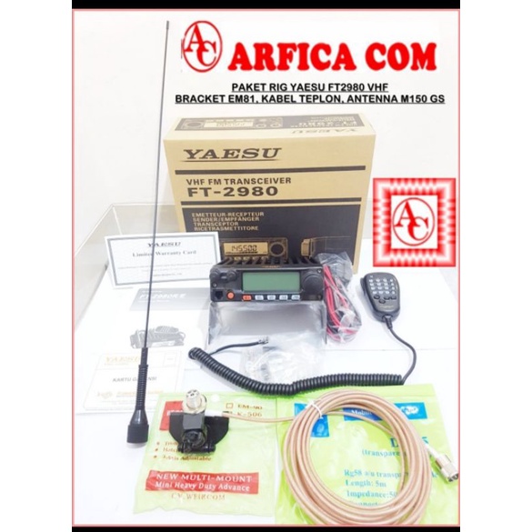 PAKET RIG MOBILE YAESU FT2980 FT 2980 R/E FULL SET BREKET KABEL ANTENA M150 VHF