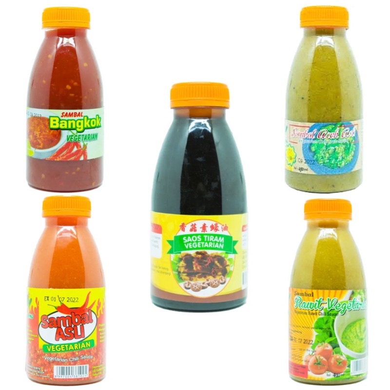 

Xuxing Saus Tiram Vegetarian / Xuxing Sambal Asli Vegetarian / Xuxing Sambal Aceh Asli Vegetarian / Xuxing Sambal Rawit Vegetarian / Xuxing Sambal Bangkok Vegetarian
