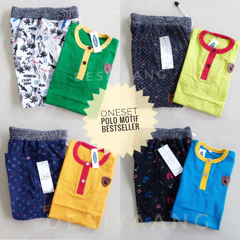 Setelan Anak Laki laki Polo dan Celana Pendek Chinos Size S Usia 3-4 tahun