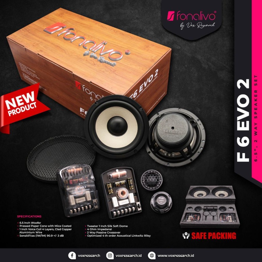 Speaker Split 2 Way Fonalivo F6 EVO-2 EVO2 By Vox Resmi