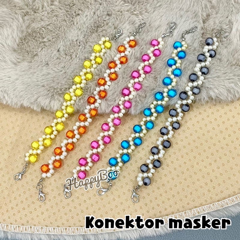 konektor masker hijab permata mutiara manik warna connector mask strap masker penyambung tali masker