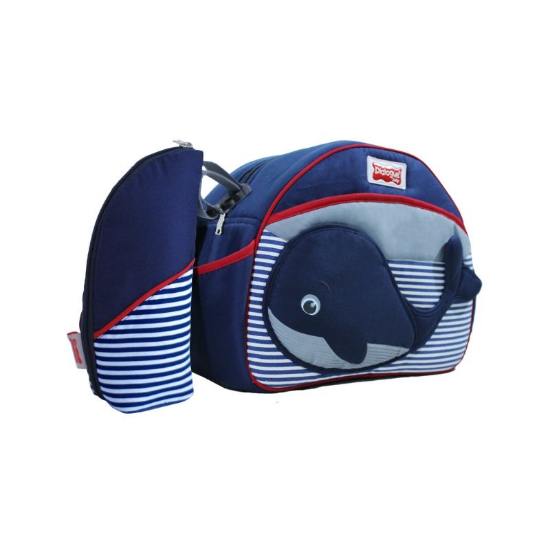 Dialogue Baby Tas Sedang +Tempat Botol Susu Whales Series - DGT7133 Warna Navy / Merah